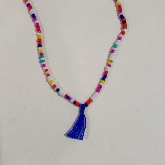 🌈 Express Multicolor Beaded Tassel Necklace - Fun & Playful Women's Accessory ✨ - Picture 3 of 9